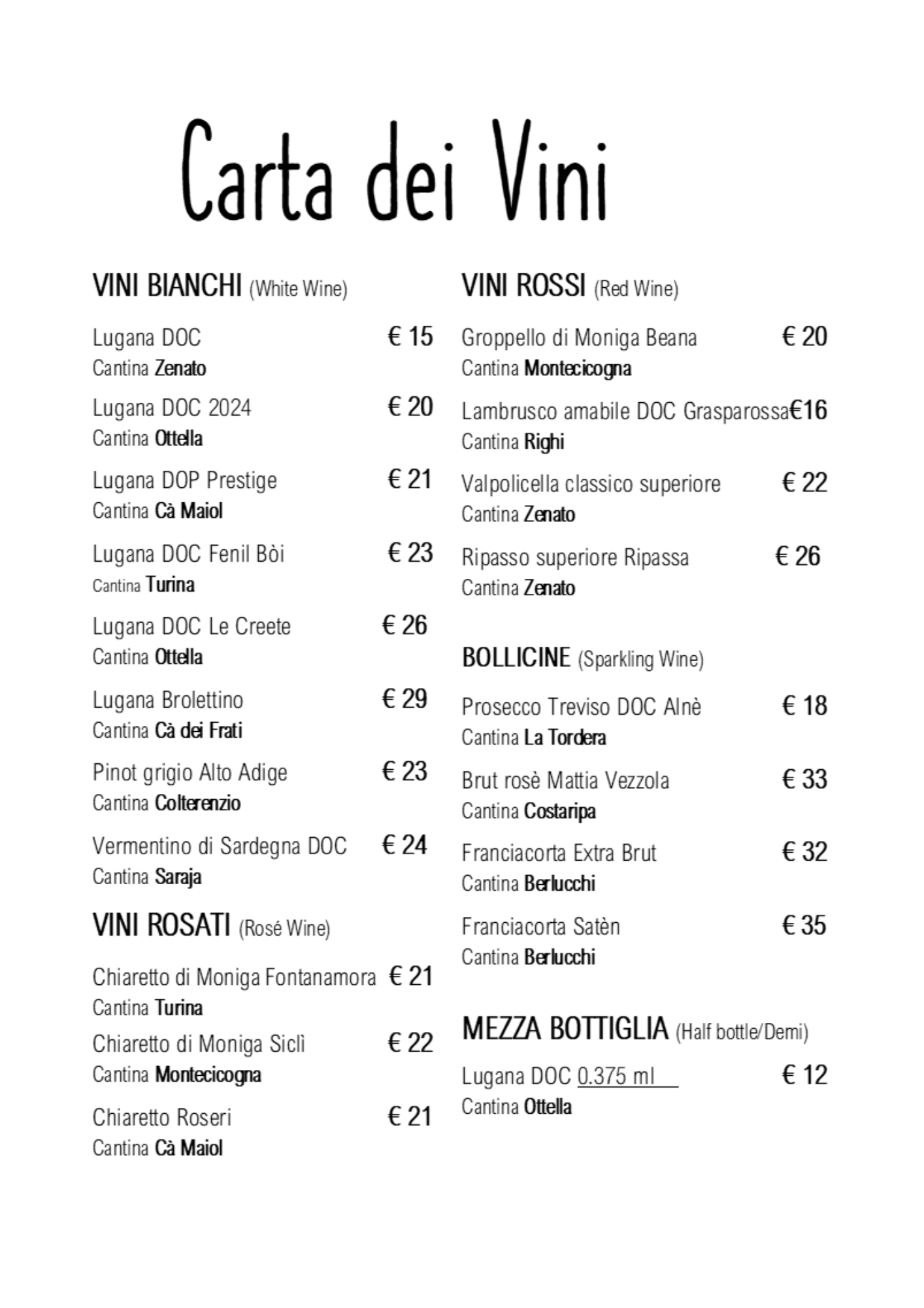 Carta dei Vini